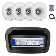 Dual Marine Radio,Spa Bezel,Adapter, Antenna,Wire, 4x 1" 120W Tweeters (White)