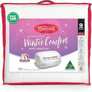 Tontine Natural Cotton Winter Comfort Quilt, Queen – Super Warm for Cold Winters with Antibacterial Supaloft Filling & Snowflake Print – Breathable Cotton Cover – Machine Washable