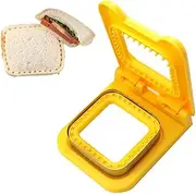 TXHFYKH Sandwich Maker, Sandwich Cutter and Sealer, Sandwich Cutting Die Cake Molds Cookie Press Pocket Tools, Great for Lunchbox and Bento Box (Yellow)