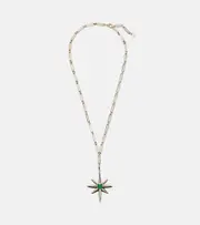 [Shay Jewelry] Shay Jewelry Starburst 18kt gold necklace with emerald and diamonds One Size gold