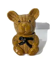 Vintage 5” Ceramic Bear Honey Pot with Wood Stir Stick