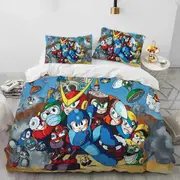 a2974 Bed Sheets Rockman Megaman GameBedding Set Boys Girls Duvet Cover Pillowcase Bed Kids Adult3-Piece Bedding Set (1 Duvet Cover + 2 Pillow Sha