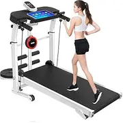 Mechanical Treadmill Foldable Household Small Silent Slimming Treadmill Sports and Fitness Equipment,LED Display and Heart Rate Check Function,3-Stop inclination can be Adjusted,Black