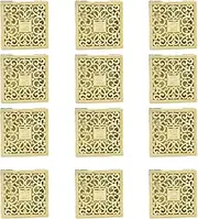 QANYEGN 12PCS Hollow Candy Boxes, Plastic Candy Box Containers, Wedding Favor Boxes for Wedding Bridal Party Supplies(Gold-Square)