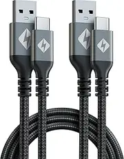 ZYRON 1m USB A to USB C Cable [2-Pack], Nylon Braided USB to USB C Cable, 3A Fast Charging USB C Cord, 480mbps Data Sync for Phones, iPhone 16/15, Galaxy S24, Pixel, Xiaomi, Switch (2, Grey, 1m)