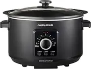 Morphy Richards 3.5L Easy Time Slow Cooker, Automatic Heat Settings, Keep Warm Mode, Hob Proof, Countdown Indicator, Dishwasher Safe Pot, Matte Black, 460021