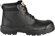 [Hard Yakka] Men's Gravel Embossed Lace Up Steel Toe Safety Boot, Black, 9.5 Size