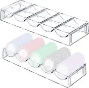 Cosmos 2 Pcs Poker Chip Holder Acrylic Poker Chip Tray Rack Chips Storage Display Case for Holding 100 Chips, Poker Table Dealer Chips Tray for Home Party Club, Chips NOT Included (Transparent Clear)