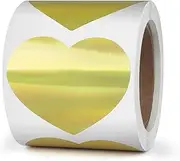 YIKIADA Direct Gold Heart Thermal Labels 2 Inch Holographic Laser Reflective Self Adhesive 50 mm Stickers for Gift Name Price Tag Custom Logo DIY Personalized Design QR Code Small Business 200 PCS
