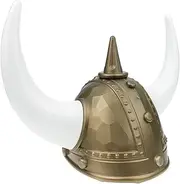Alipis Medieval Horn Helmet Viking Hat Adult Kid Medieval Plastic Hat Helmet Viking Knight Hat Helmet Vintage Party Hats Unisex Halloween Party Costume Accessory Gold