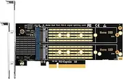 GLOTRENDS PA21 Dual M.2 NVMe to PCIe 4.0 X8 Adapter, Support 22110/2280/2260/2242/2230 Size (PCIe Bifurcation Motherboard Required)