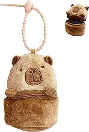 [UNMULFC] Capybara Coin Pouch Cute Purse Cute Mini Pocket Wallet Kawaii Compact Change Holder Plush Keychain Animal Backpack Charm, Brown