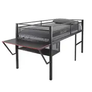 X Rocker Sanctum Gaming Mid Sleeper Elevated Bed w/ Gaming Desk/Shelf Black