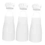 Kids Apron and Chef Hat Set, 3 Sets Adjustable Chef Costume for Kids White