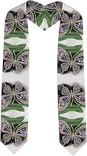 [SKKNT] Rhinestone Butterfly Print Graduation Shawl Stole For Academic Commencements Honor Sash Congratulations Gift