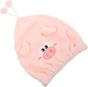 Mikinona Coral Fleece Dry Hair Hat Hair Dryer Towel Bonnet Washcloths Shower Cap Blow Dryer Towels Wet Hair Towel Wrap Dry Hair Towel Cartoon Hair Drying Towel for Pink