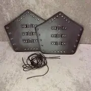 Medieval Faux Leather Brown Bracer Arm Cuff Armor Cosplay Costume Accessory