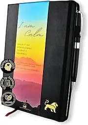 Calm Collective Guided CBT Anxiety Relief Journal for Mental Health Therapy, Mindfulness Self Care Prompts, Gratitude & Habit Tracker, Wellness Gift Diary Notebook (Pen Now Included)