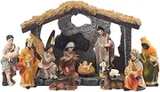Tewzafiya Nativity Scene Figures | Nativity Figures Set | 12-Piece Nativity Scene | Beautiful Nativity Figure Set Hand-Painted Christmas | Christmas Decoration Indoor