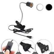 30CM E27 Flexible Pet Heat LED Light Bulb Adapter Lamp Holder Socket with Clip On Off Switch EU PLUG BLACK