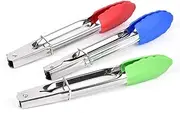 Kitchen Tongs - Stainless Steel with Silicone Tips - 18cm - 3 Pack
