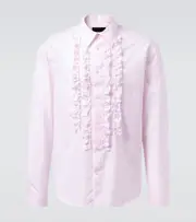 [Simone Rocha] Simone Rocha Ruffled cotton poplin tuxedo shirt AU 90 pink