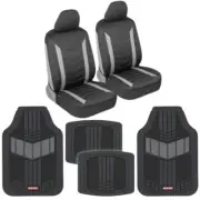 Waterproof Black Neoprene Front Set Sideless Car Seat Covers + Rubber Floor Mats (for: Volvo)