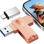 [No App] USB Stick iPhone 128 GB, Nanopell USB Stick for iPhone Memory Stick Used to Expand Additional Phone Memory. Photostick Omni for i0S/Android/PC. with Separate Type-C Adapter.