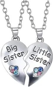 [yaozeio] Big Sister Little Sister Necklace for 2 Sisters Gifts from Sister Birthday Gifts Matching Heart Necklaces Presents for Sister Best Friends Necklace for 2 Girls