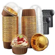 Foil Cupcake Liners With Dome Lids 100 PackLNYZQUS 5.5 Oz Muffin Cups Muffin ...