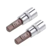2pcs 1/4" Drive x H6 (6mm) Hex Bit Socket S2 Steel Bits CR-V Sockets 38mm