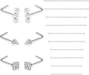 [Ftovosyo] Nose Ring Chain Nose Chain Piercing Across Nose Piercings Surgical Steel Nose Studs with Chain 18G 20G Nose Piercing Jewelry Double Nose Rings for Women Men Length 32-50mm