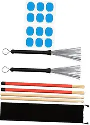 Abaodam 1Set Retractable Drum Sticks and Wire Brushes Comfortable Grip Percussion Sticks for Jazz and Light Drumming Durable Wood Drumsticks Set for Adults