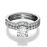 Affordable 14K White Gold Round Cut Diamond Engagement Ring Set 2.23 CT D/SI2