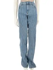 Blue Denim Spiral Panelled Jeans