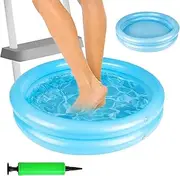 2 Pcs Inflatable Pool Foot Bath Basin, Pool Foot Bath, Foot Soaking Bath Basin for Pool Entry Ladder Swimming Pool Clean Feet, Portable Pool Foot Wash Basin for above Ground Pool (Blue)