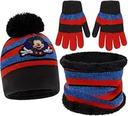 [MICKEY MOUSE] Boys Toddler Winter Hat, Scarf & Mittens Set for Ages 2-4 Or Hat, Scarves & Kids Gloves Sets for Ages 4-7