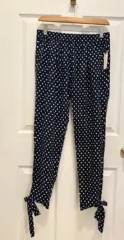 Anthropologie Saturday Sunday Navy Diamond Pattern Rayon Tie Ankle Pants Size XS