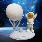Astronaut Moon Night Light Rechargeable Spaceman Ornaments Stepless Dimming (K)