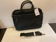 NWT $200~ Ben Sherman Black Faux Leather Computer Messenger Briefcase Bag ￼