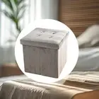 Plush Storage Bench Rectangular Seat Bearing 220kg Toy Box Plush with Lid Grey