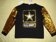 NWT New Victoria's Secret Pink Bling Sequins Army RARE Crew Sweat shirt Top L