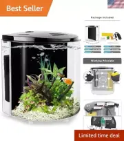 Compact 1.2 Gallon Acrylic Fish Tank Starter Kit with LED Light and Filter
