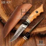 HUNTEX Handmade Damascus Blade, Olivewood Handle 240mm Long Exotic Boot Knife