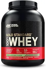 OPTIMUM NUTRITION Gold Standard 100% Whey Protein Powder, Chocolate Mint, 2.27kg - [2024/2025 plastic neck band packaging may vary]