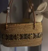 在飛比找Yahoo!奇摩拍賣優惠-Vintage日本中古包 竹編手工編織 手提包