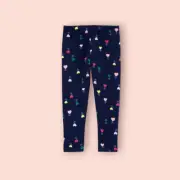 Carter’s Kid Girls Navy Blue Heart Flower Cari Leggings Size 4 NWT