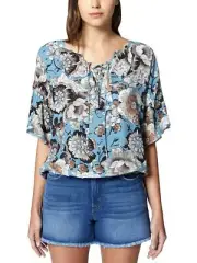 Sanctuary Womens Nicola Printed Lace-Up Top, XS
