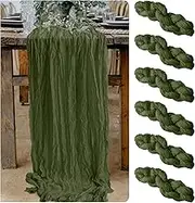 6 Pieces Cheesecloth Table Runner 10 Ft Olive Green Table Runner Gauze for Boho Rustic Wedding Arch, Baby and Bridal Shower, Birthday Party Decorations eQ220314-005