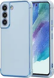 [RALEAVO] Compatible with Samsung Galaxy S21 FE 5G Case, Cute Plating Phone Case TPU Shockproof Bumper Case for Galaxy S21 FE-Blue